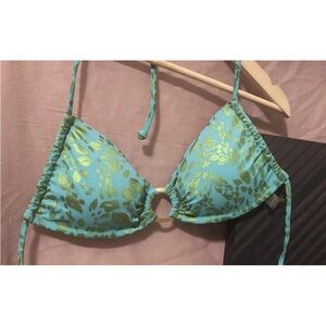 Victoria’s Secret Blue Gold Cheetah Leopard Bikini Swim Padded M Top